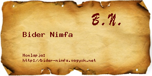 Bider Nimfa névjegykártya